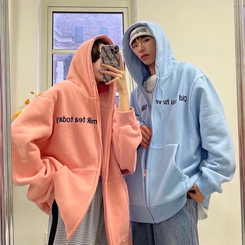 Áo khoác hodie nỉ mũ Áo hoodie khoá kéo DID YOU HAVE chất nỉ bông form rộng tay bồng thu đông nam nữ unisex freesize