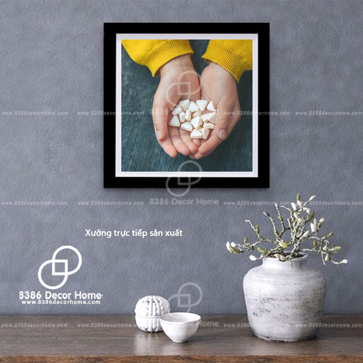 Khung ảnh 20x20cm màu đen trơn (Sơn màu từ gỗ thông thật)