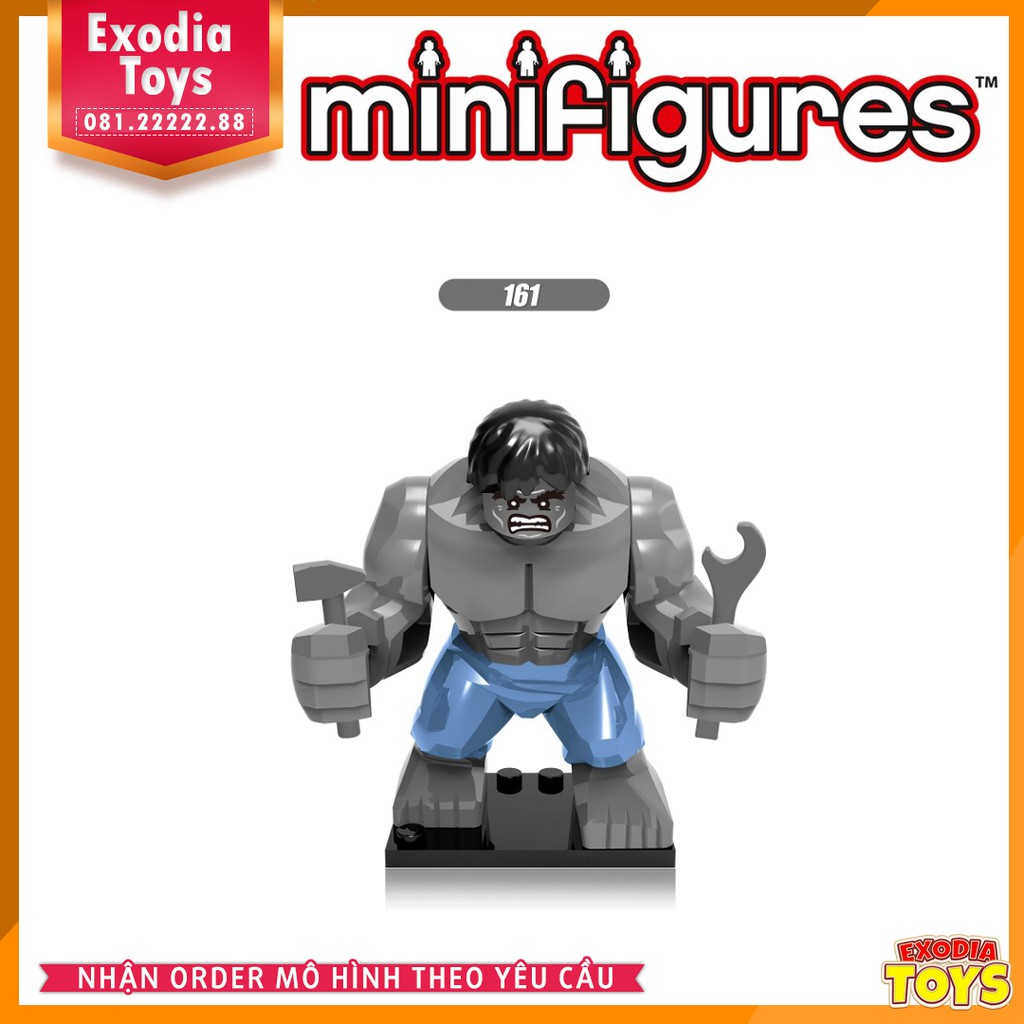 Xếp hình Bigifigure Marvel Avengers Siêu anh hùng Hulk Người Khổng Lồ Xanh - Đồ Chơi Lắp Ghép Sáng Tạo - X160-163