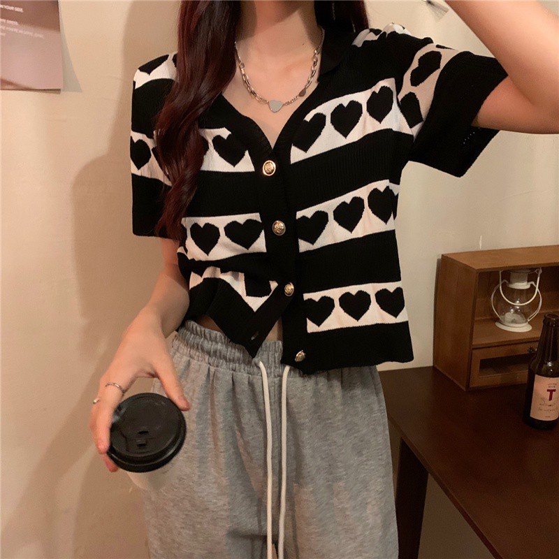 Áo Thun Tay Ngắn Cổ Polo Vải Lụa Lạnh Thiết Kế Dễ Thương