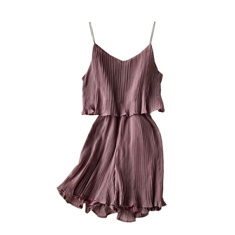 Jumsuit xếp ly vải voan hai lớp