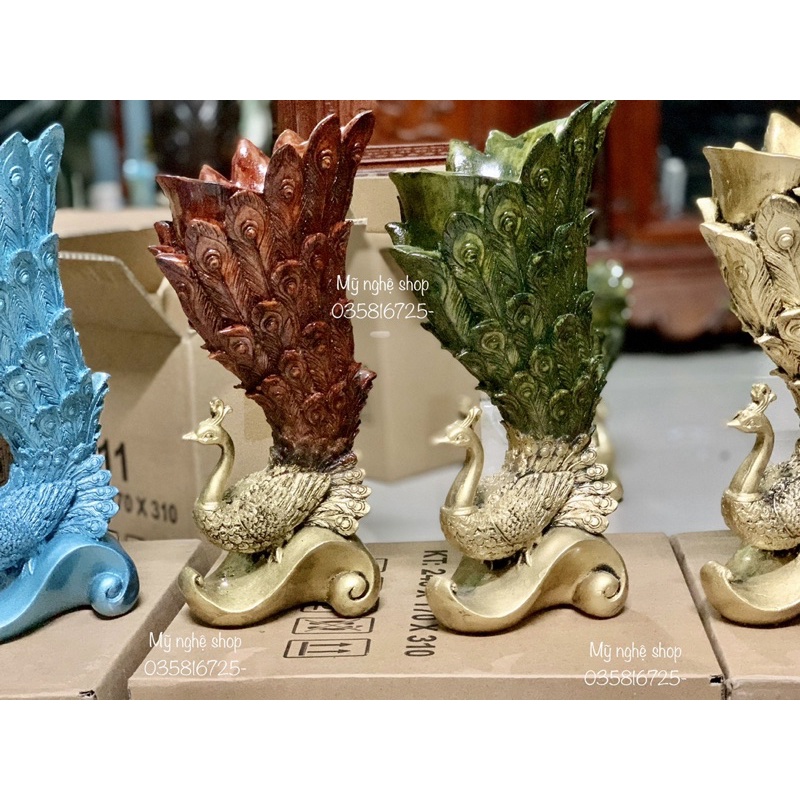 Bình hoa composite, phong thủy, bình con công, decor, trang trí, quà tặng sinh nhật, tân gia, bình hoa giả, công 3