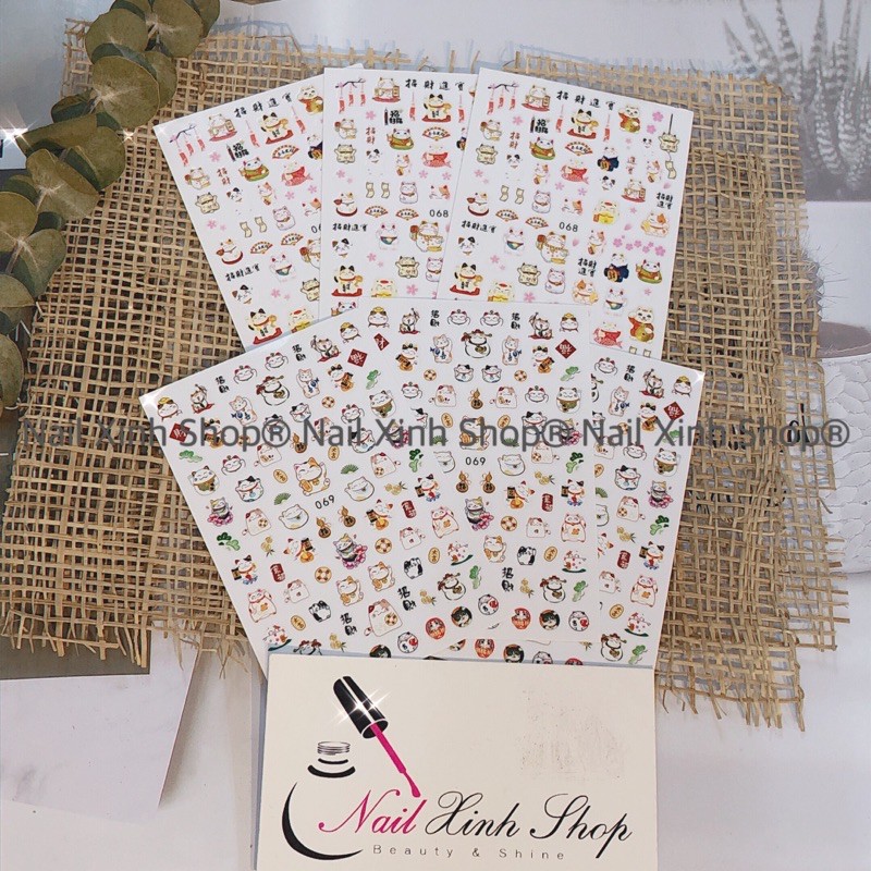 Sticker Tết Nguyên Đán- Sticker mèo thần tài - sticker dán móng