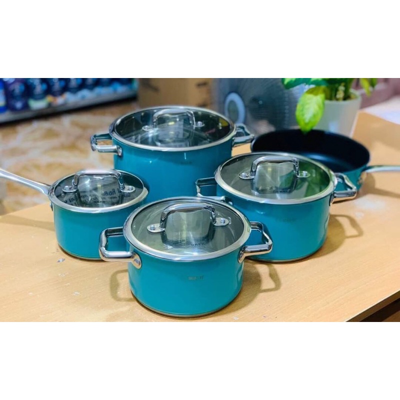 BỘ 5 NỒI CHẢO ARBER INOX AN05SMDT XANH NAVY
