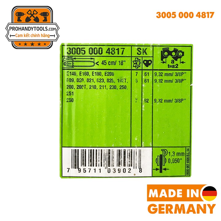 Lam Máy Cưa Xích STIHL 18 IN, Dùng Cho Máy MS 180, MS 250 - CHÍNH HÃNG STIHL