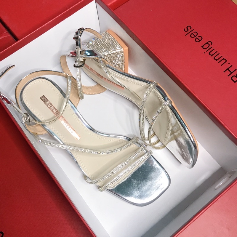 Sandal nữ quai mảnh đính full đá đế vuông 5.5p hàng nhập QCCC RH-518-1