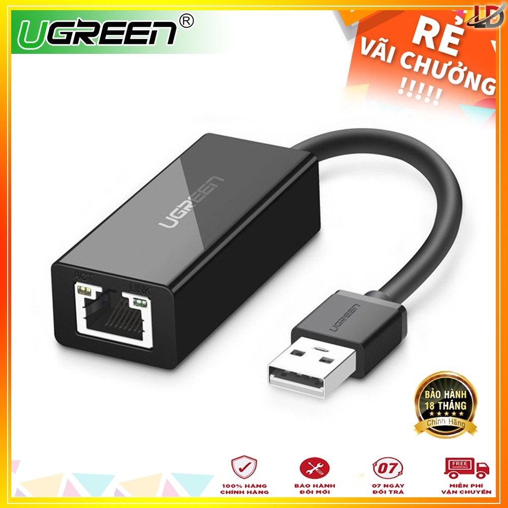 Cáp USB 2.0 sang mạng LAN Ethernet Ugreen 20254 chính hãng