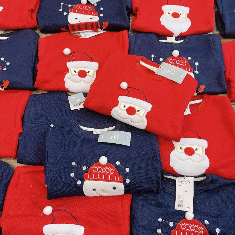 Set 2 áo nỉ hoddie đỏ than noel cho bé