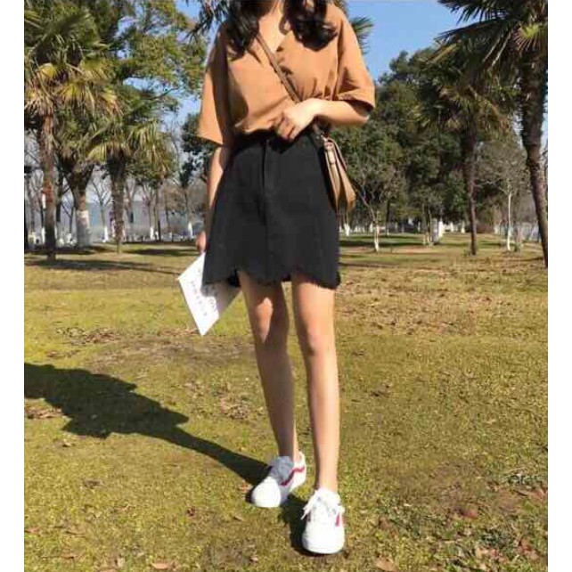 Chân váy nữ phối lai răng cưa - MIN Boutiques - Ảnh thật - 2 màu Trắng và Đen | BigBuy360 - bigbuy360.vn