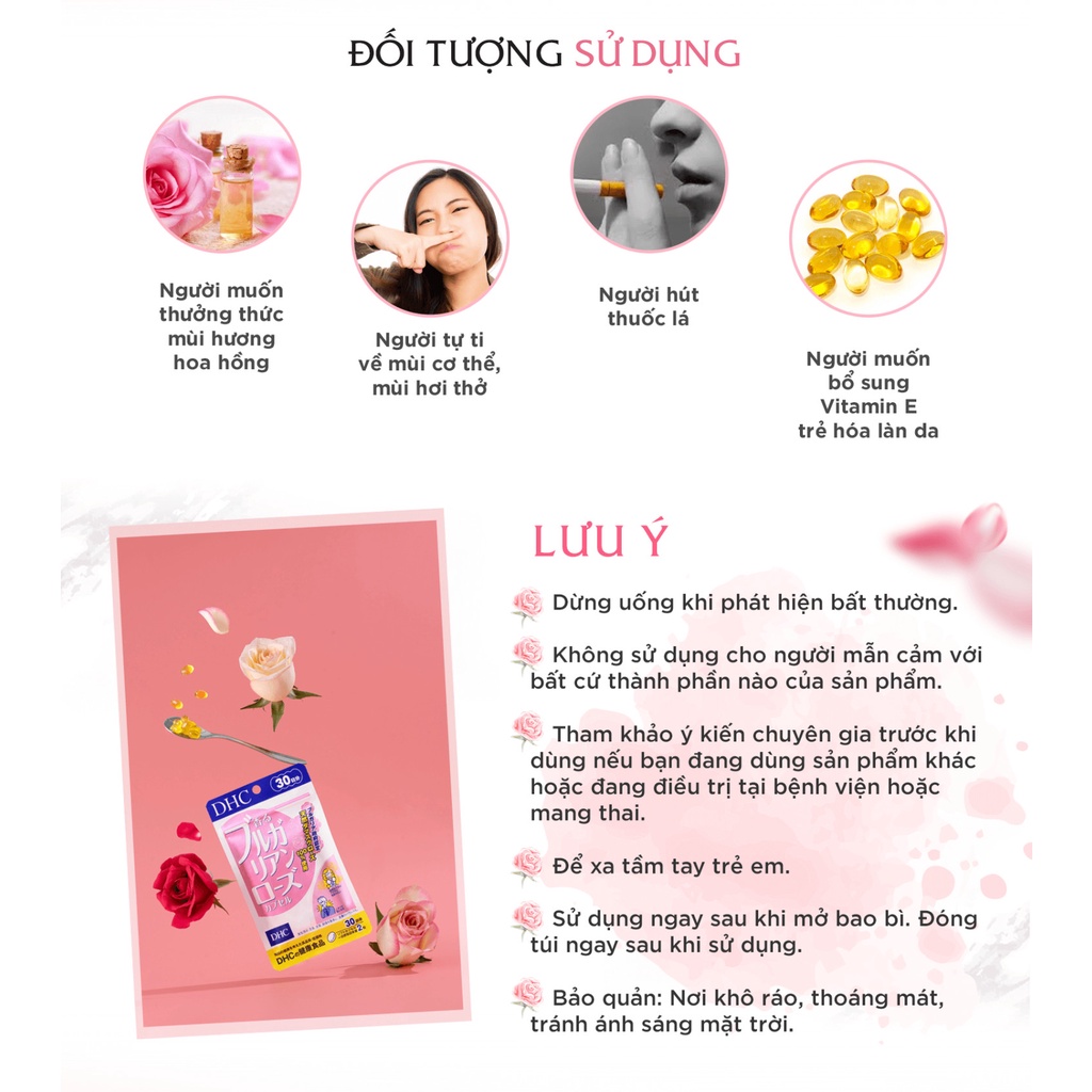 Viên Uống Hương Hoa Hồng DHC Bulgarian Rose Capsule Nhật Bản 30 ngày (60 viên/gói)