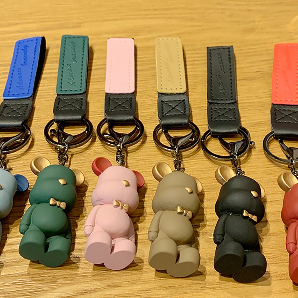 Móc khóa gắn ba lô mini hình gấu hoạt hình không phai màu thân thiện với làn da