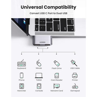 Bộ chia Type C ra 2 cổng USB 3.0 Ugreen 10912