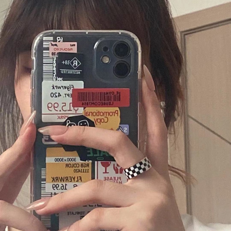 Nhẫn thiết kế mới họa tiết kẻ ô vuông màu trắng đen phong cách retro quyến rũ cho nữ