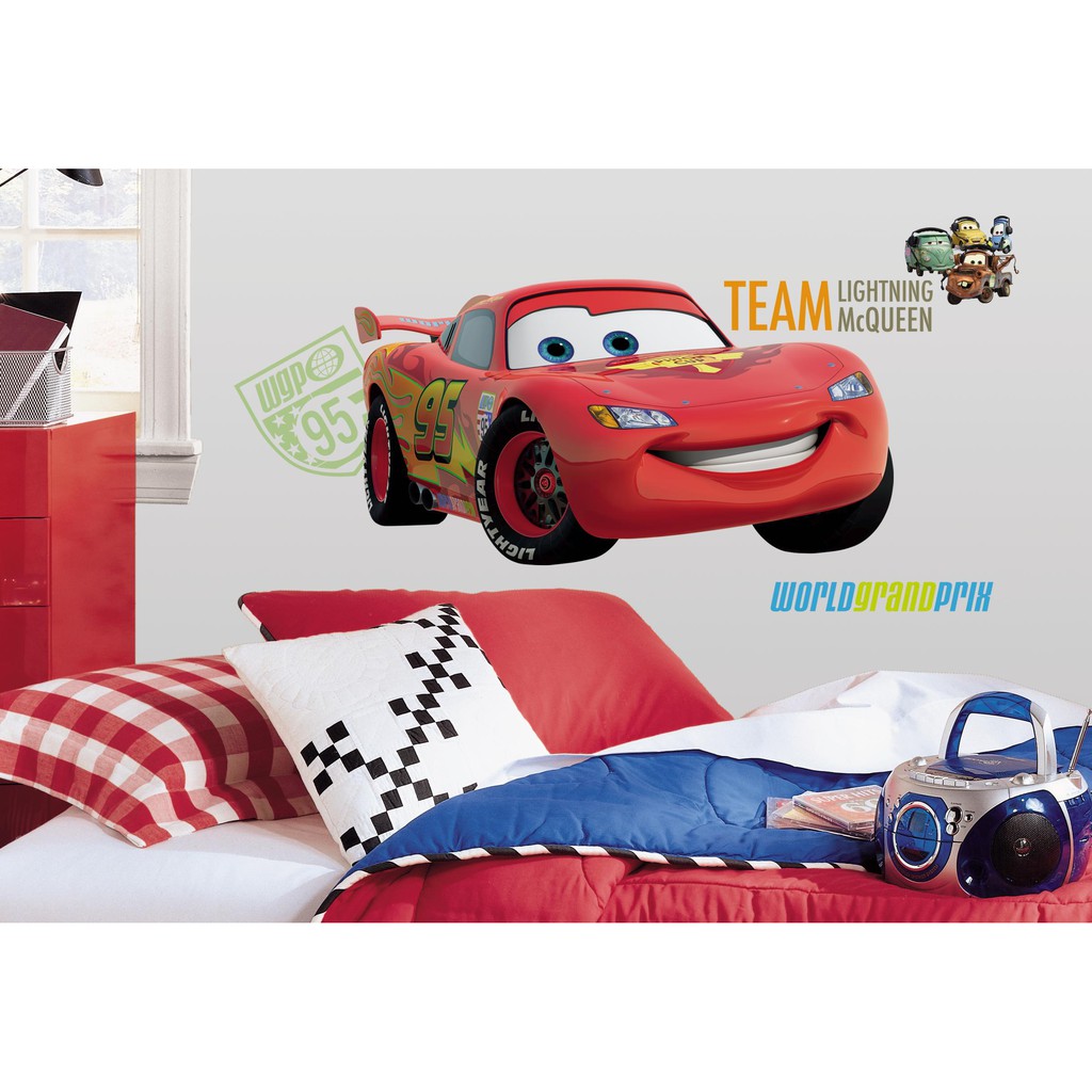 Disney Sticker Dán Tường Hình Xe Hơi Pixar Cars 2 Lightning Mcqueen Rmk1582Gm (F1)