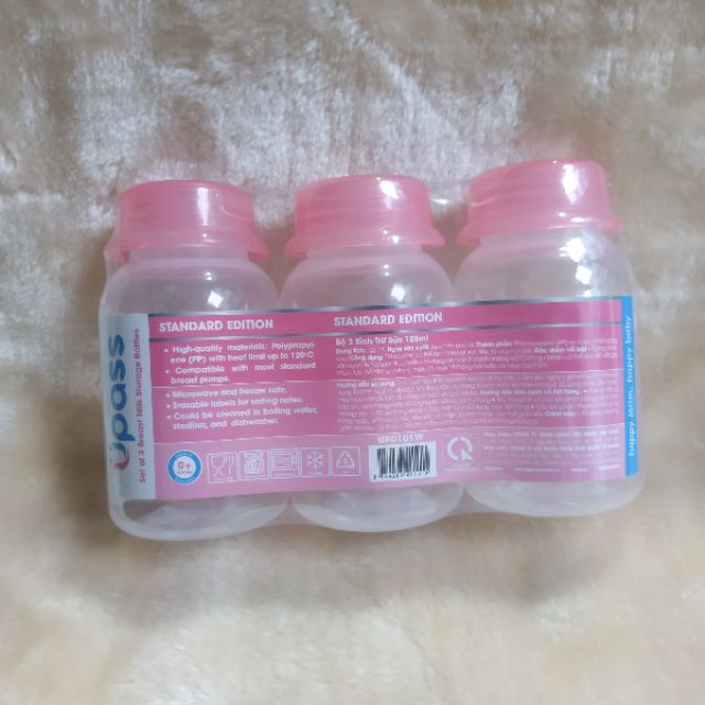 Thái Lan_Bộ 3 bình trữ sữa 125ml Upass-Thái Lan