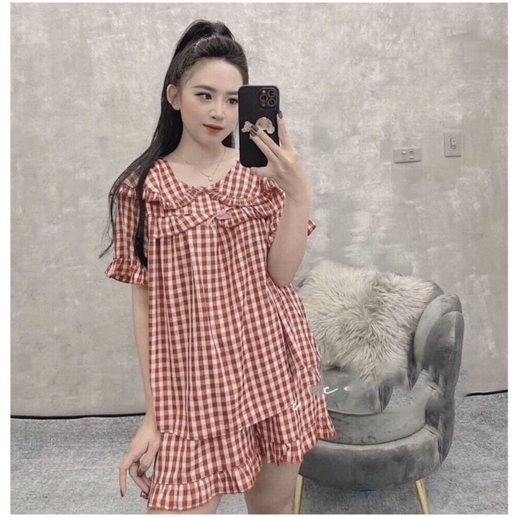 Bộ Bầu Mùa Hè Cộc Tay Ngắn Cổ Sen Chất Vải Thô Mềm Thoáng Mát HN0157 Mama Store99 Freesize Từ 43kg Đến Dưới 70kg