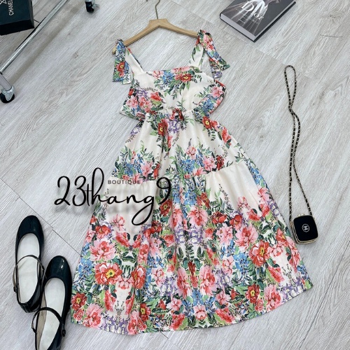 Váy hoa nhí đầm 2 dây vintage dáng mini chất thô đũi cao cấp đi biển đi phố babydoll 23thang9 boutique