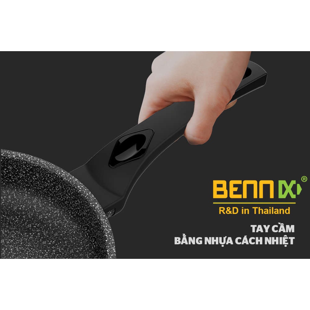 Chảo vân đá chống dính đáy từ Bennix Nano Magic size 28cm - Công nghệ Hàn Quốc - Bảo hành 12 tháng