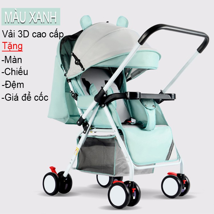 Xe nôi xe đẩy em bé hai chiều Haowei T305 bản cao cấp hai tư thế nằm ngồi siêu nhẹ có thể gấp xách tay cho bé 0-3 tuổi