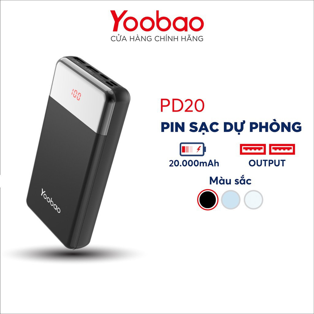 Sạc dự phòng nhanh Yoobao 20000mAh PD20 - Hàng chính hãng