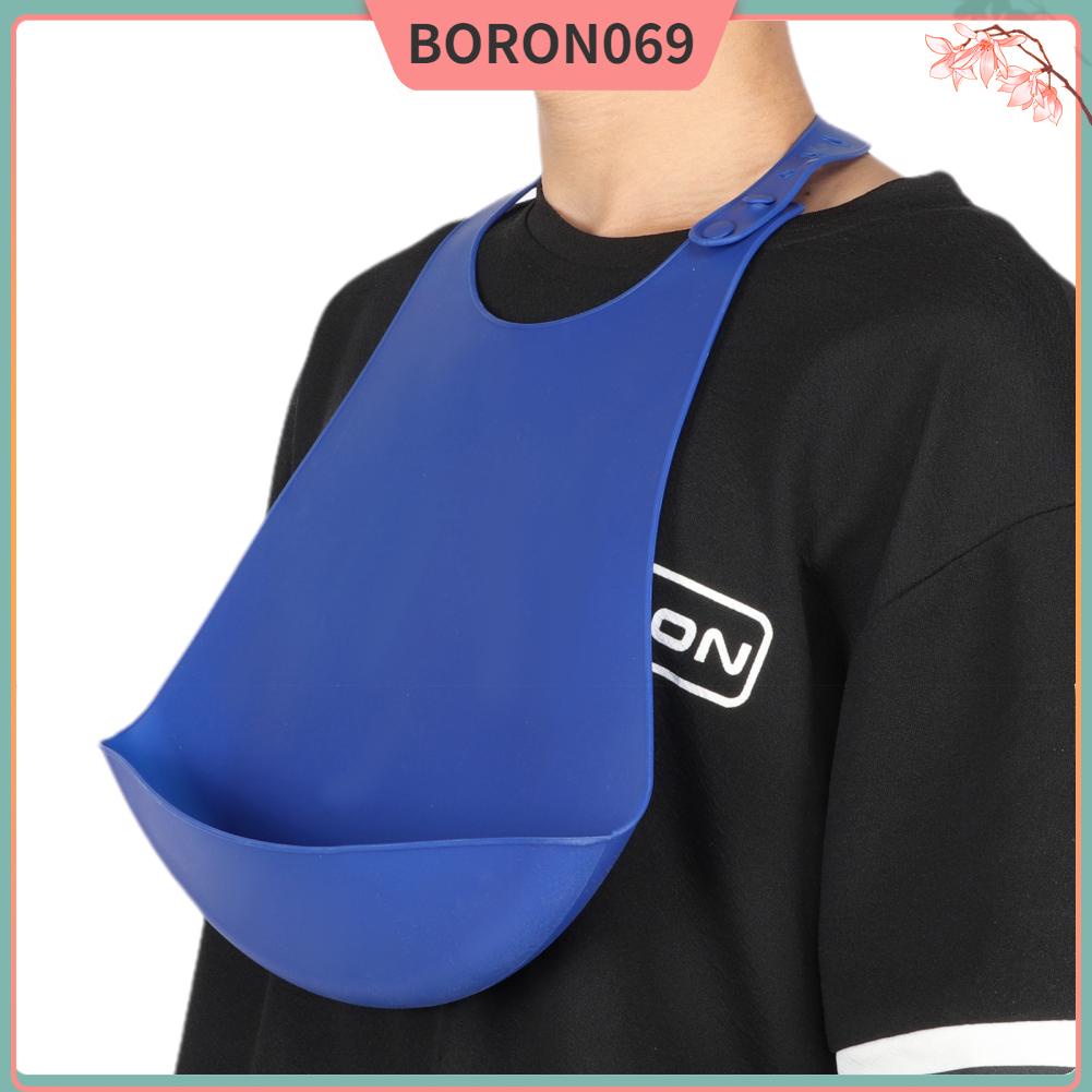Boron069 Yếm dành cho người lớn Di động có thể điều chỉnh Bữa ăn bằng silicon Bảo vệ quần áo già khuyết tật