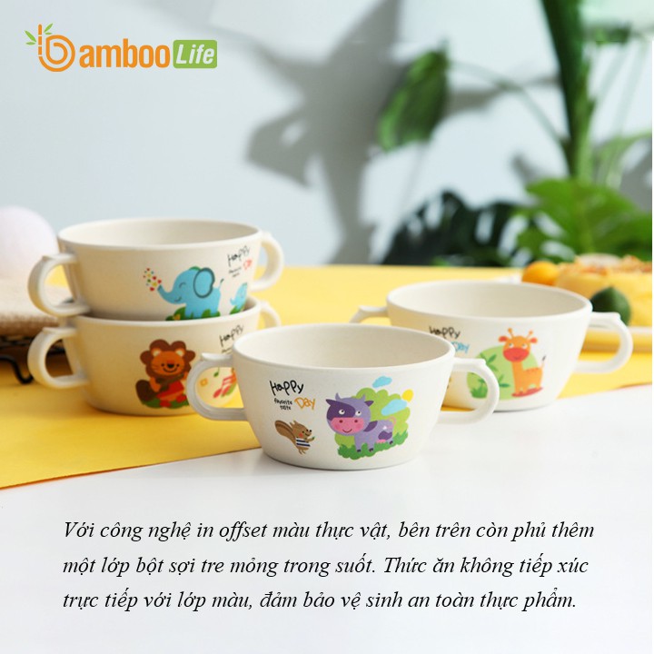 Bát, chén ăn dặm sợi tre hình thú Bamboo Life BL189 an toàn cho bé phong cách châu âu - có kiểm định chất lượng