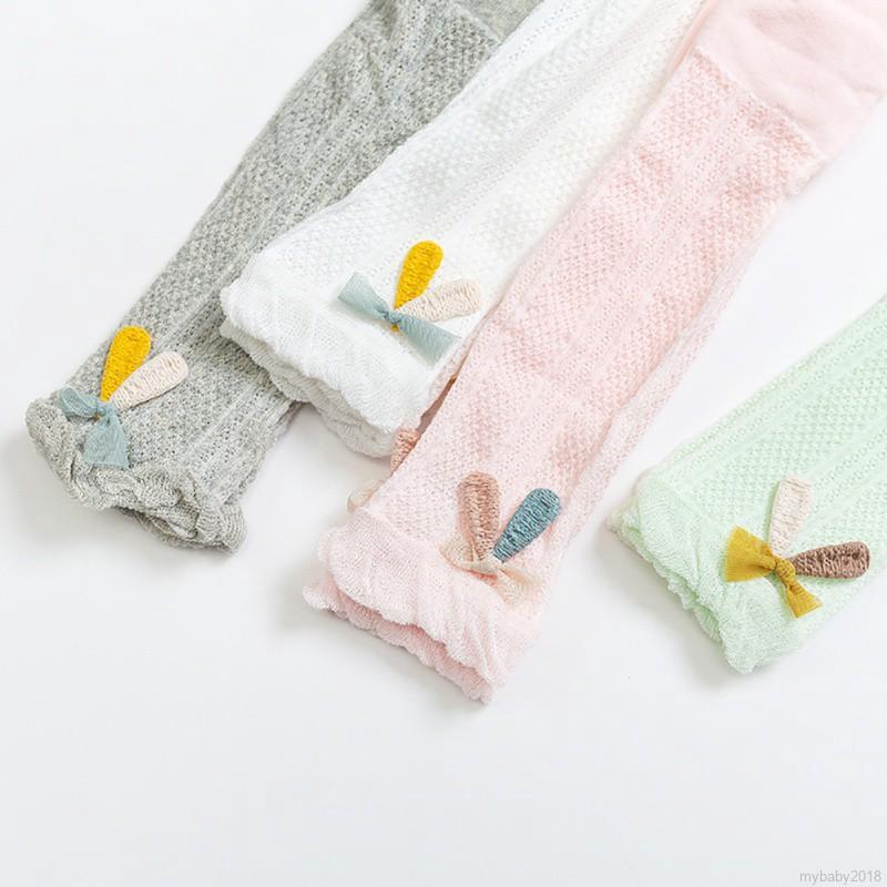 MYBABY Baby Girls Soft Pants Leggings Socks Stretchy Solid Print Trousers Bottoms