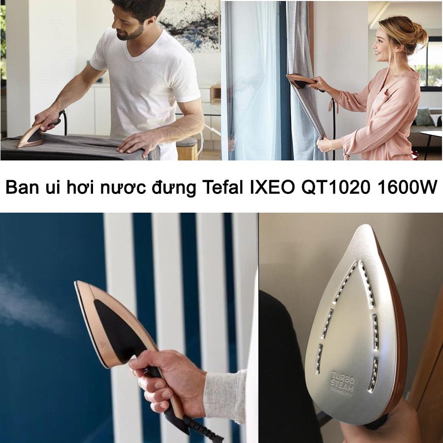 Bàn ủi hơi nước đứng Tefal IXEO QT1020EO công suất 1600W kèm cầu ủi thông minh - Hàng chính hãng, bảo hành 24 tháng