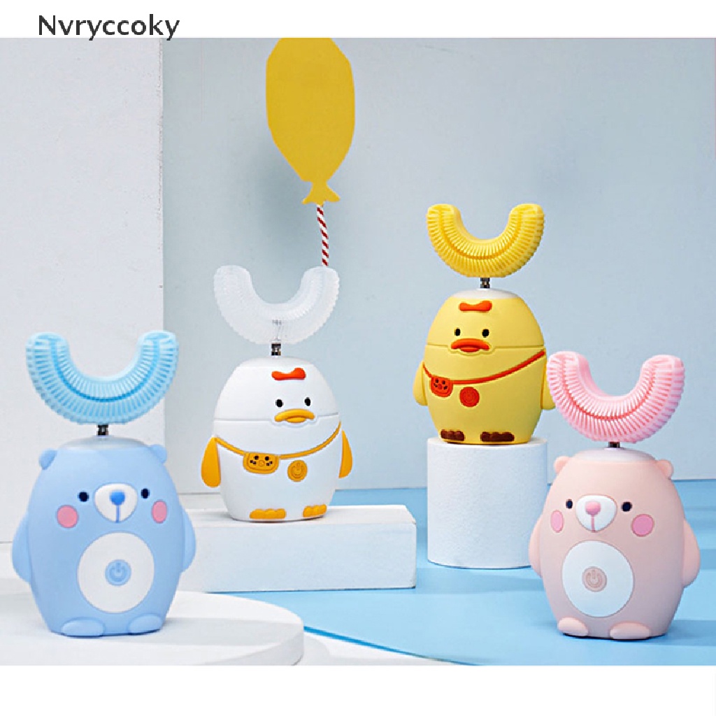 (Hàng Mới Về) Bàn Chải Đánh Răng Điện Tử Thông Minh Xoay 360 Độ Hình Chữ U Sạc Usb