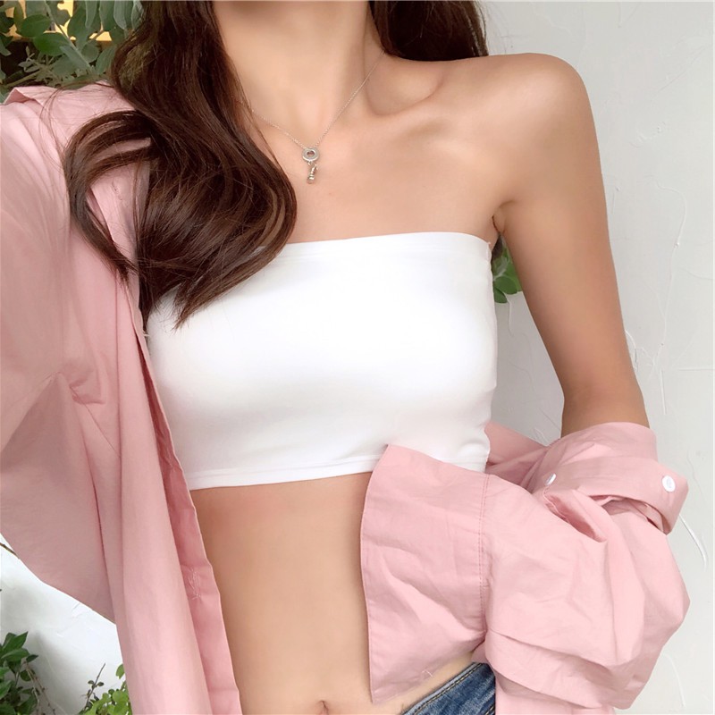 Slim plain off-the-shoulder sexy flat vest