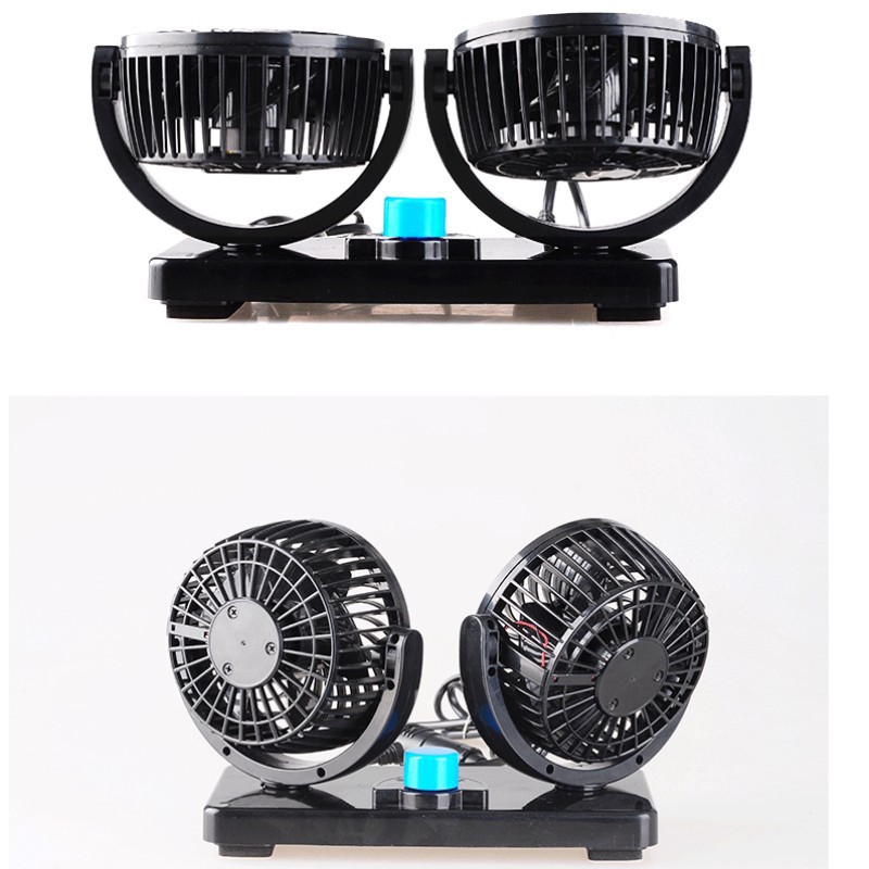 Quạt đôi xoay 360 độ thông minh trên ô tô nguồn 12V