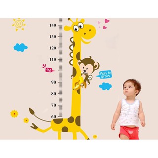 Decal dán tường đo chiều cao hươu 2