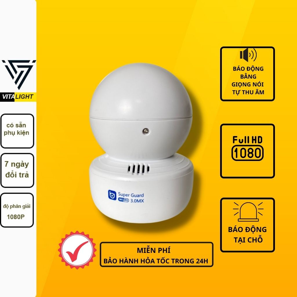 Camera wifi  có báo động bằng loa và đèn,camera không dây ban đêm có màu cảnh báo về điện thoại VITALIGHT