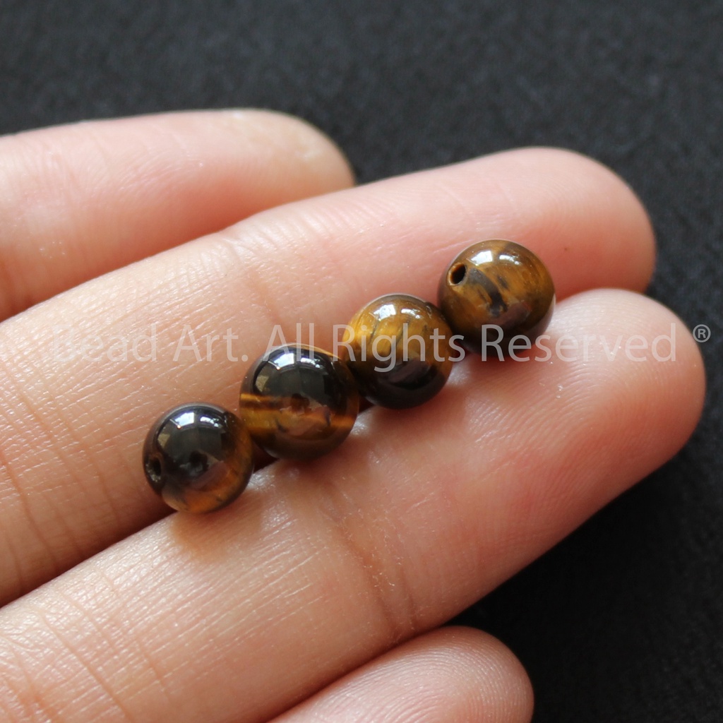 6MM Chatoyant Màu Vàng Nâu Loại B, Hợp Mệnh Thổ, Kim, Phối Vòng Tay Phong Thuỷ, Chuỗi Hạt S50 - Bead Art