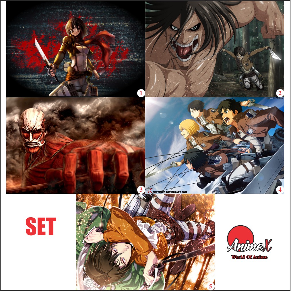 Set 5 Tấm Poster A3 Anime Attack On Titan - Đại Chiến Người Khổng Lồ - Shingeki no Kyojin - Áp Phích Dán Tường By AnimeX