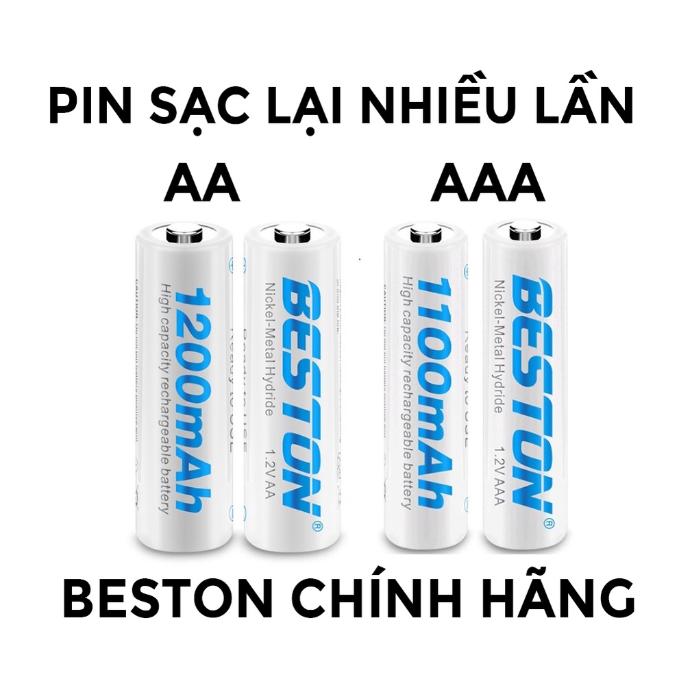 Pin Sạc BESTON AA và AAA 2A 3A Chính Hãng Dung Lượng Cao 1200mAh và 1100mAh sạc lại nhiều lần SUVADO