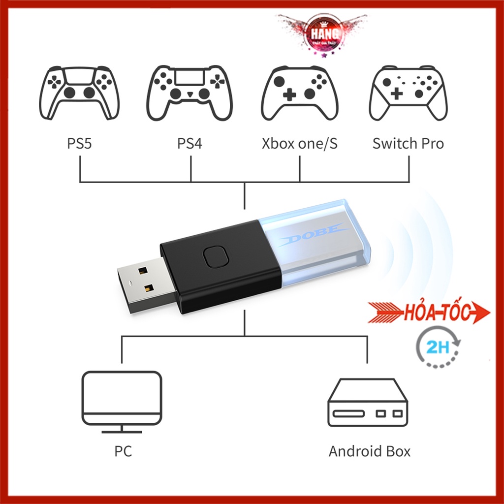 Usb không dây cho PS5, PS4, Xone S/X, N-S Pro - Dobe Ty-1803