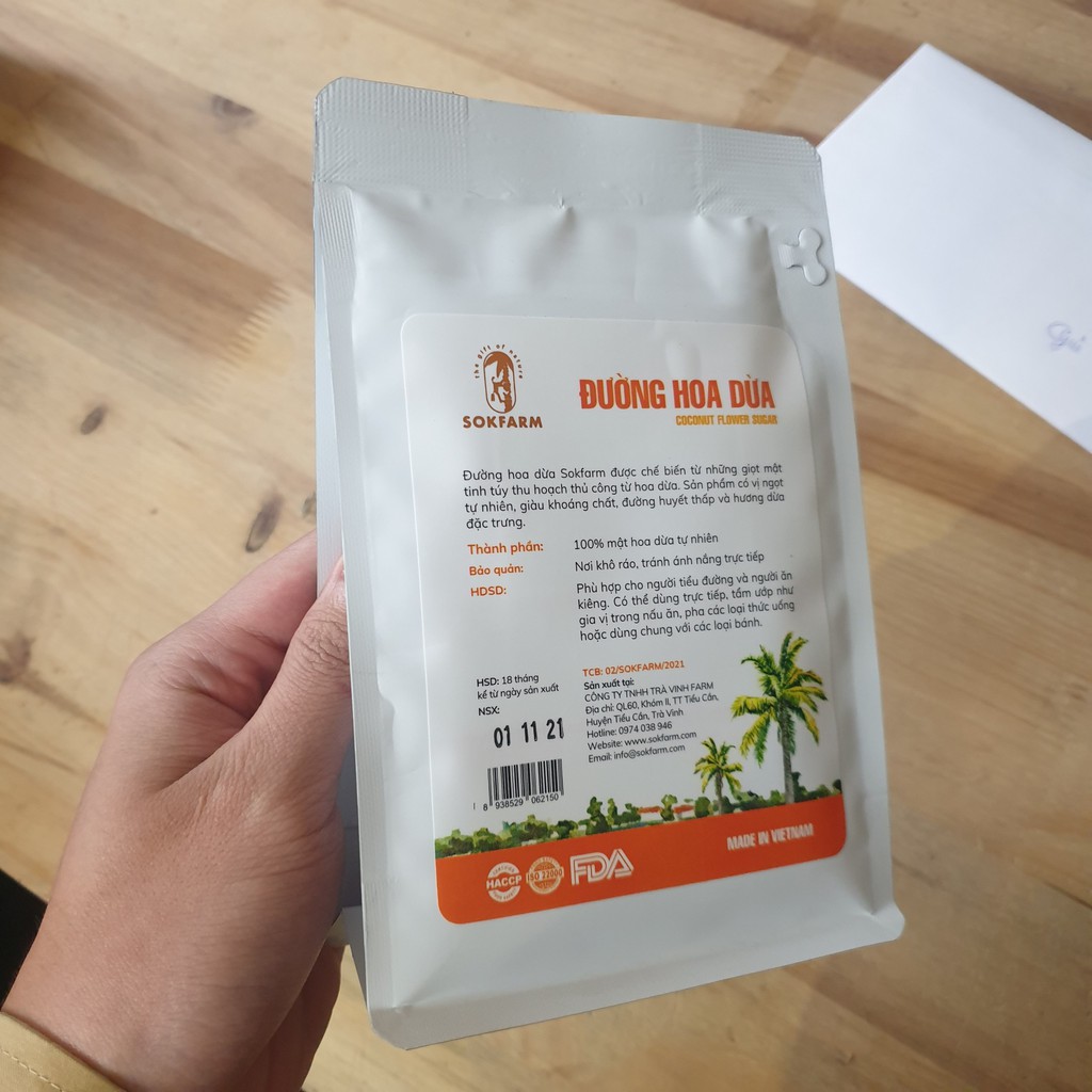 Đường hoa dừa Sokfarm 135gr , 250gr chế biến từ 100% mật hoa dừa tươi