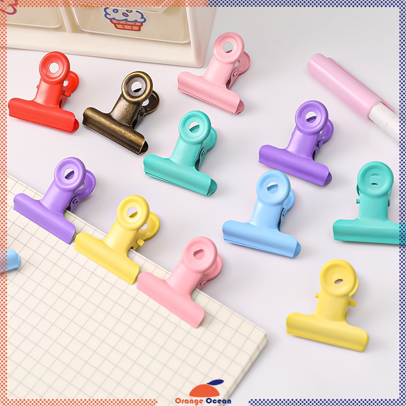 Kẹp bướm Kẹp Hồ Sơ Đuôi Dài Bằng Kim Loại Màu Sắc Retro Phong Cách Harajuku Nhật Bản