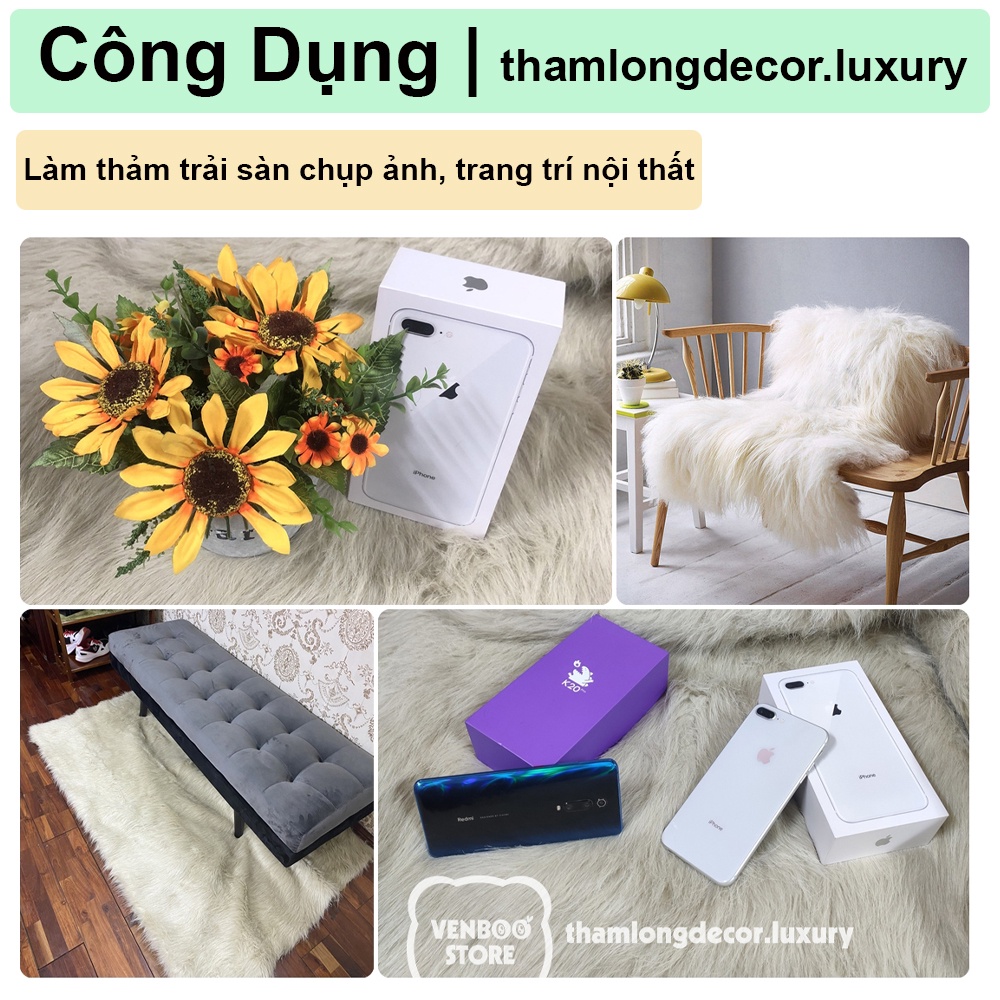 THẢM LÔNG CHỤP ẢNH STUDIO | Thảm Lông Trải Sàn Decor Phòng Ngủ | Bạc Tinh Luxury 5cm