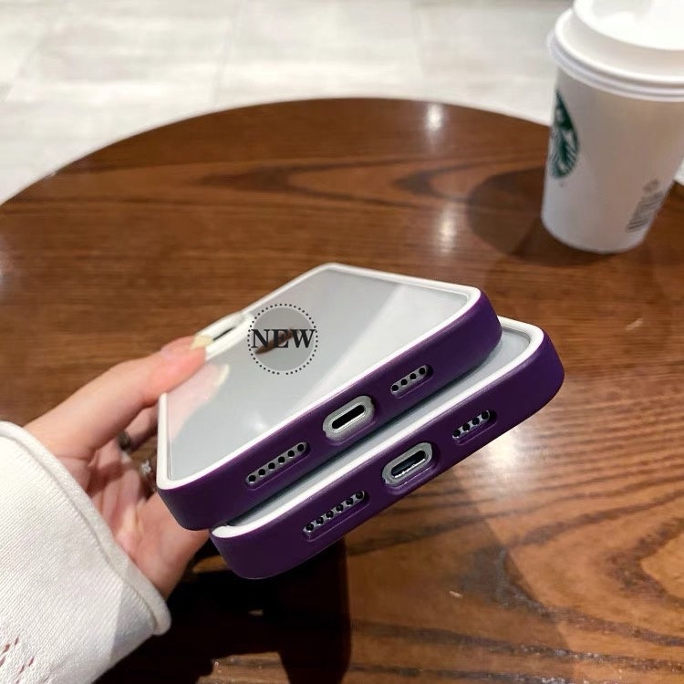 Màu Tím mới! Ốp Điện Thoại Trong Suốt Chống Rơi Cho iPhone 14 13 11 12 Pro Max 7 8 + Plus X XR XS Max