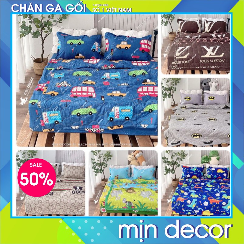 Chăn Ga Gối Nệm Cotton 3D 😻 FREESHIP ❣️ MÃ GIẢM GIÁ 5K [DRAP GIUONG]-Bộ Chăn Hè Trần Bông Chất Liệu Poly Cotton Mềm Mịn