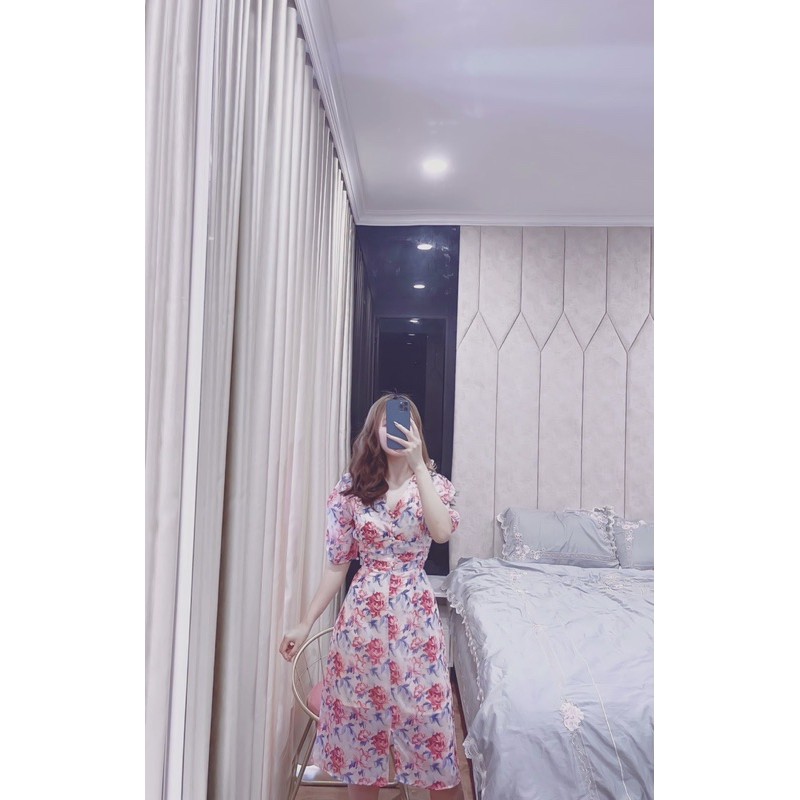 [Mã WASTMAY giảm 15% tối đa 30K đơn 150K] BÁN SỈ VÁY HOA HỒNG CỔ V LY EO CHO NỮ | BigBuy360 - bigbuy360.vn