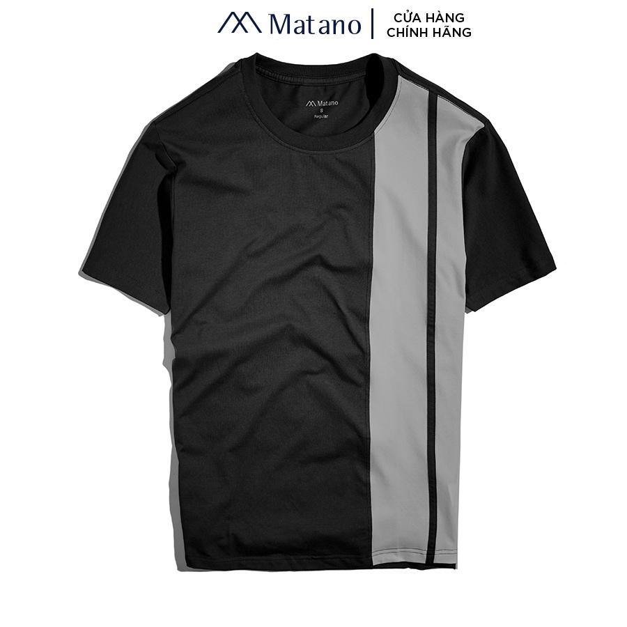 Áo Thun Nam MATANO AT062 cổ tròn phối dọc, ngắn tay đơn giản dễ mặc vải cotton 4 chiều đẹp, thoáng mát, co giãn