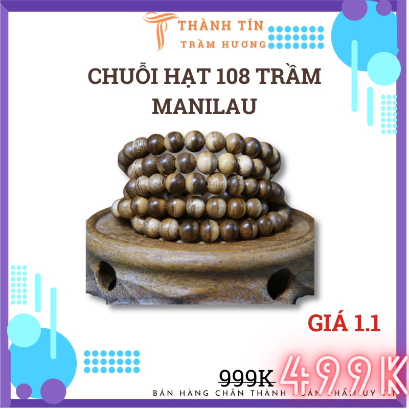 Vòng tay 108 hạt 6li  Trầm tốc Manilau - Indo- Thành Tín Trầm Hương