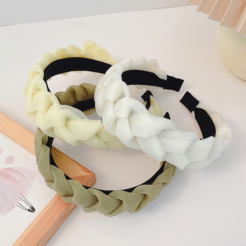 CBT01 Cài tóc nữ kiểu bờm bện vải voan trơn màu pastel phong cách HÀN QUỐC