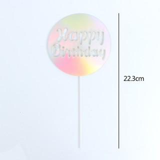 Topper happy birthday giấy hình tròn