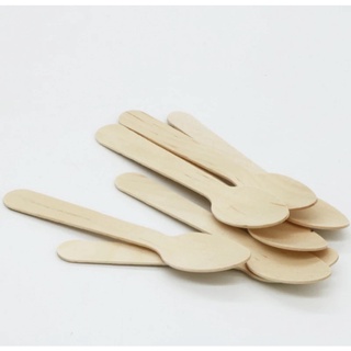 Set 100 thìa/muỗng gỗ 10cm dùng 1 lần thân thiện môi trường, thích hợp mang đi ship, dùng để ăn bánh, xôi, kem, sữa chua