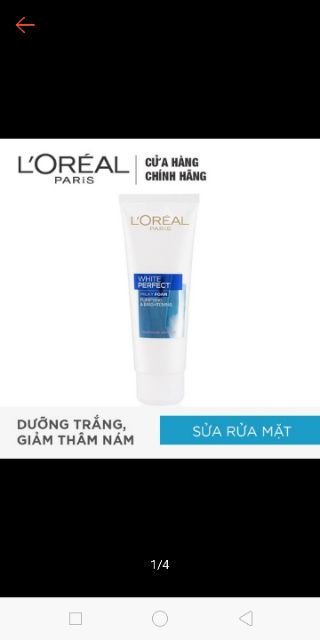 Chính hãng có hóa đơn Sữa rửa mặt trắng da Loreal white perfect 100ml l'oreal