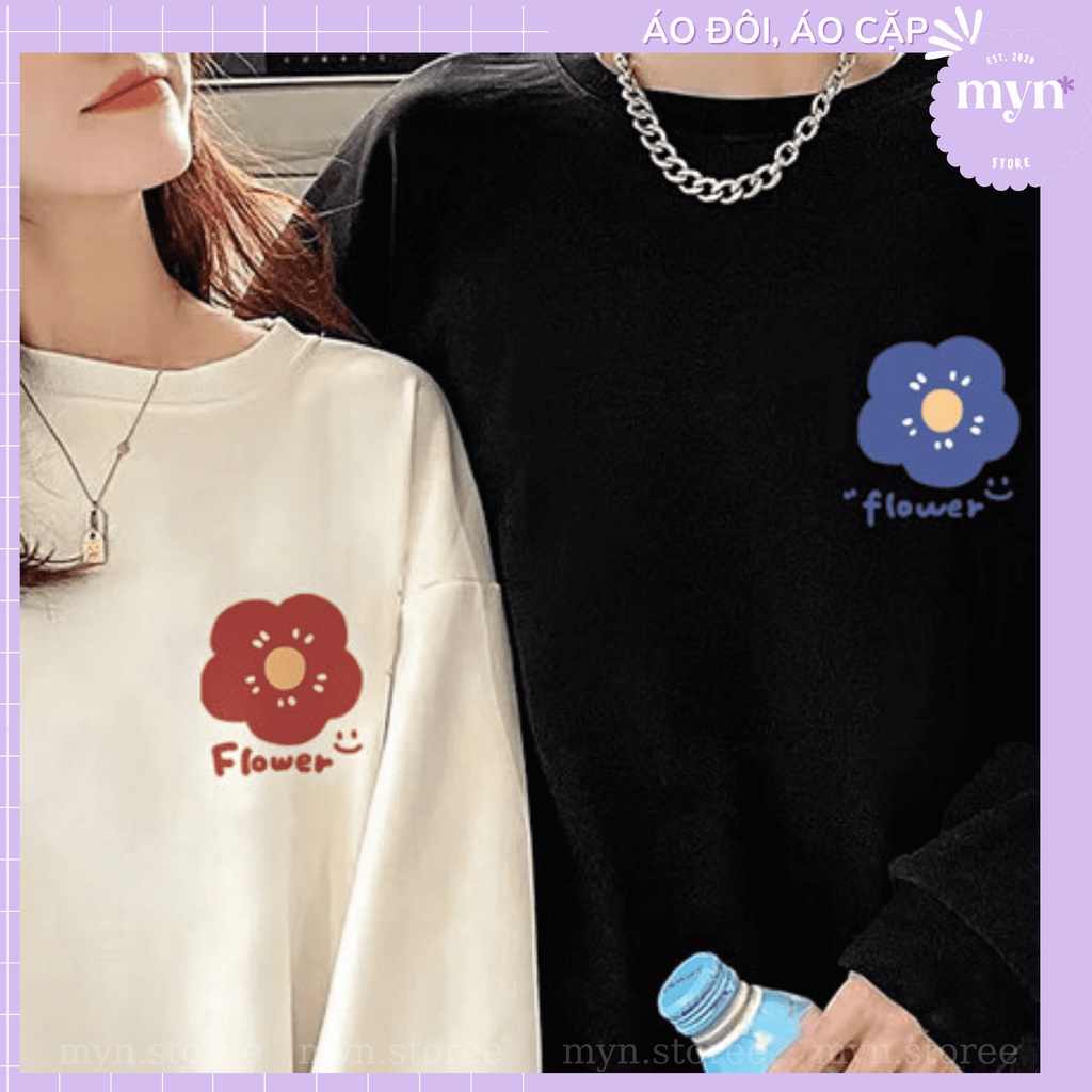 Áo Sweater Nỉ Bông Cặp Đôi, Bạn Thân Hình Bông Hoa Siêu Cute, Áo Sweater Nỉ Dày Dặn Form Rộng Nam Nữ Đủ Size